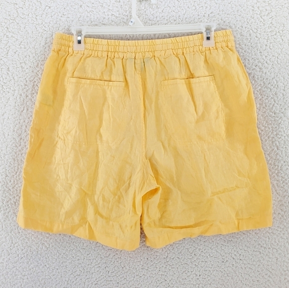 Ralph Lauren Linen 7” Shorts Womens 14 (33-35x7) Yellow Pull On Drawstring - Picture 8 of 8
